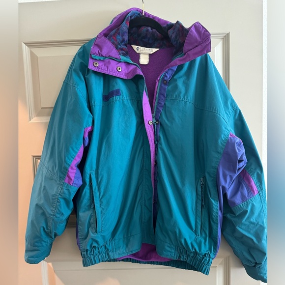 Vintage 80’s Columbia Bugaboo Ski Jacket Teal / Fuchsia / Purple - Picture 3 of 5